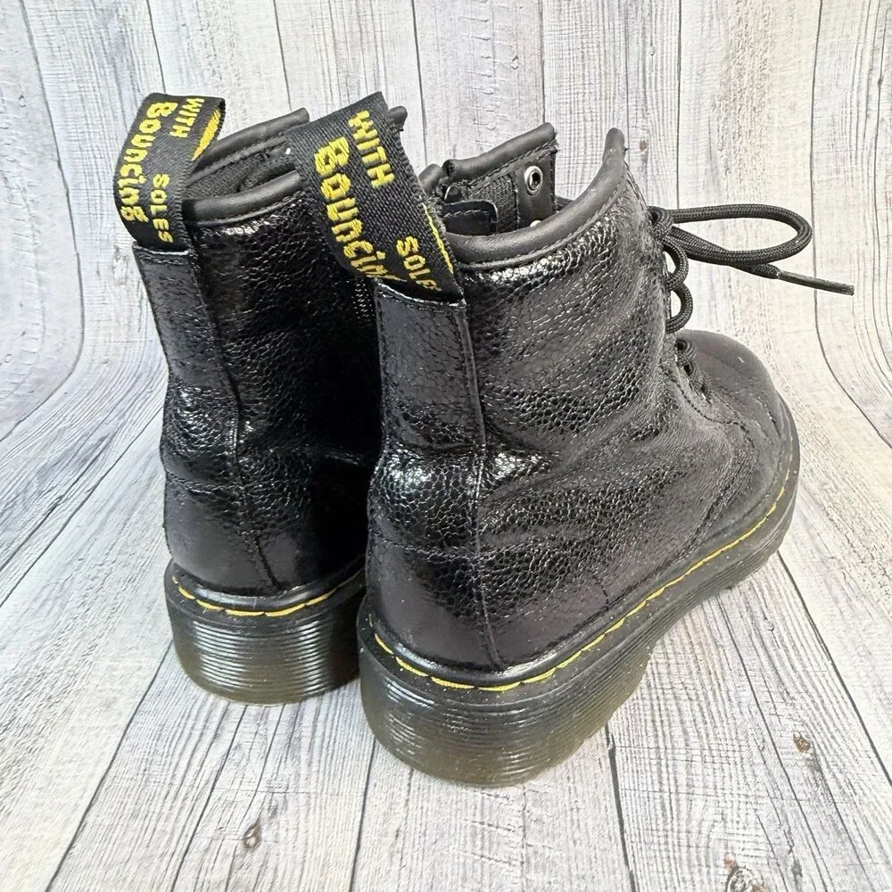 Dr Martens 1460 Junior/Kids Leather Boots Size 1Y Black Lace Up/Zip